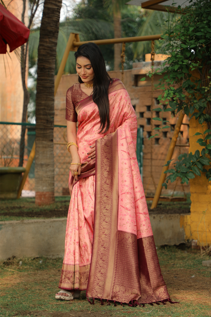 Rivaayat - Blush Pink with Wine Border