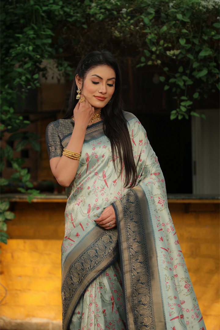 Rivaayat - Sky Blue with Navy Border