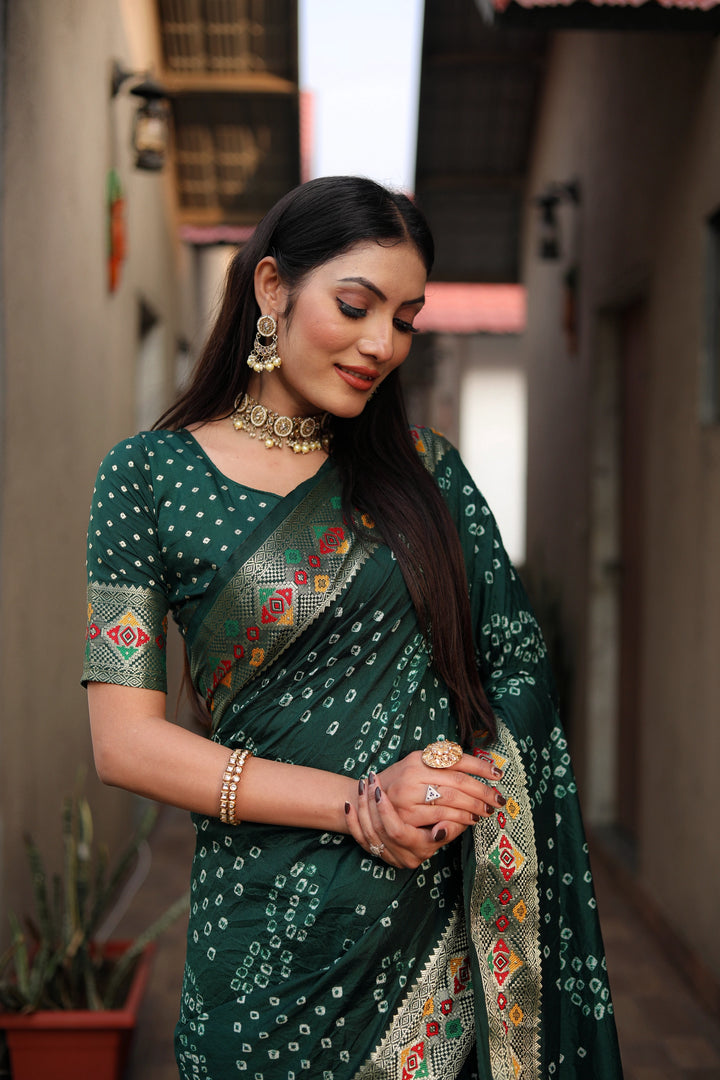 Ruhani Bandhej Emerald Green