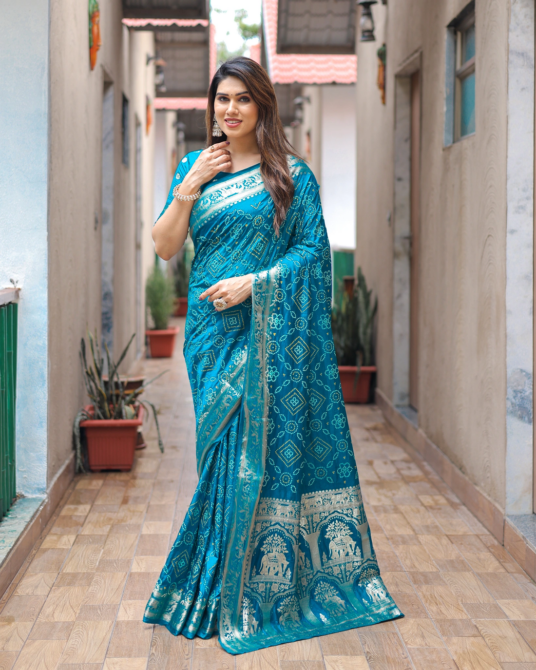 Ruhani Resham Teal Blue