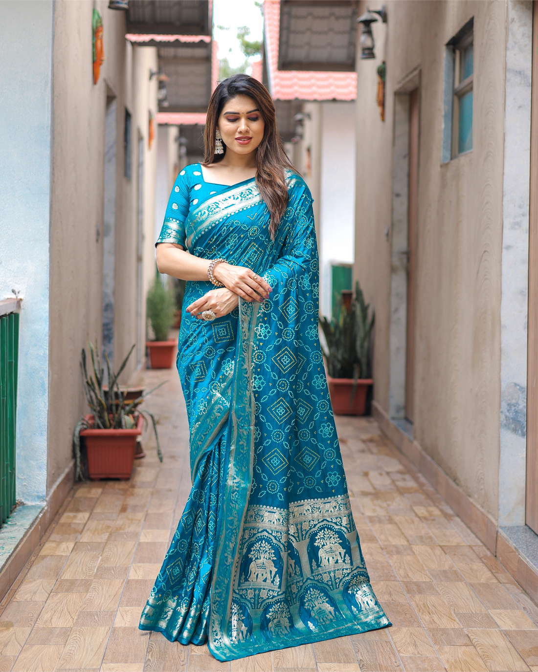 Ruhani Resham Teal Blue