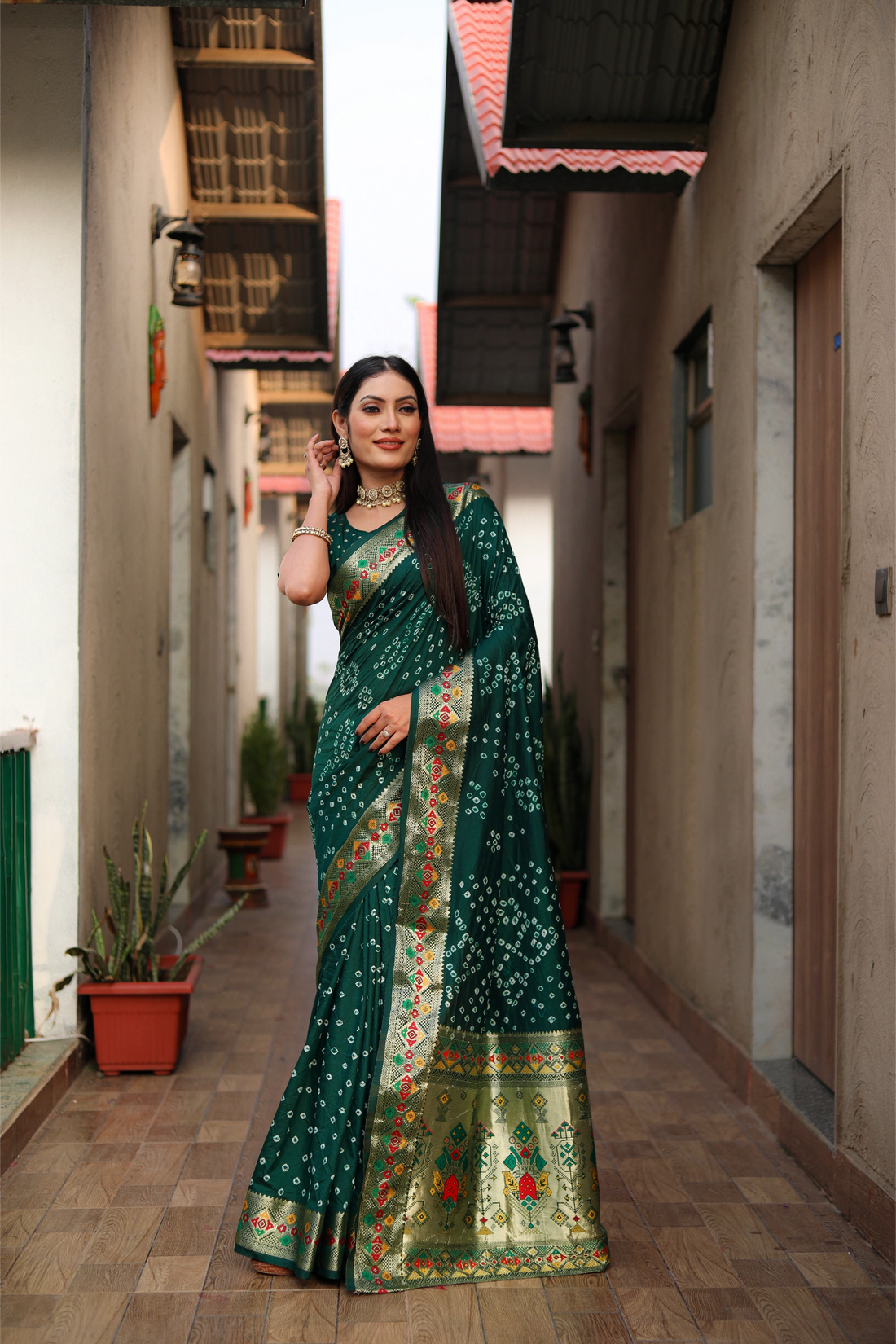 Ruhani Bandhej Emerald Green