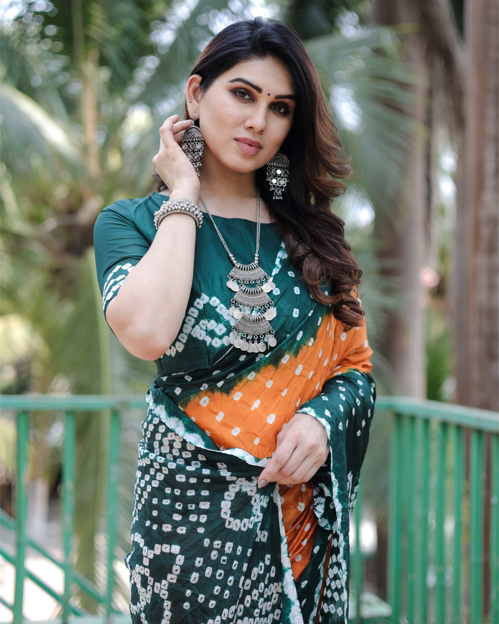 Bandhan-e-Rang - Teal Green and Orange