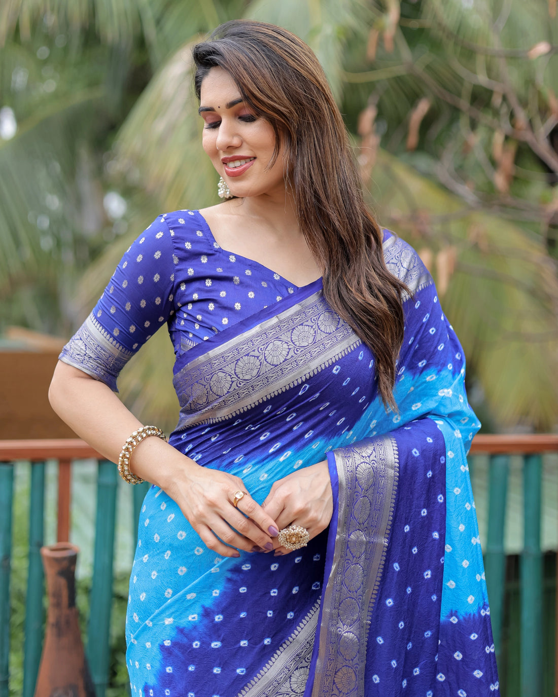 Resham Bandhani Blue and Navy