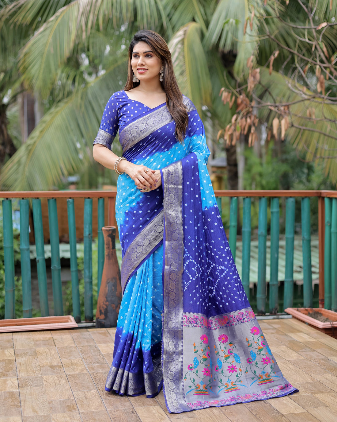 Resham Bandhani Blue and Navy