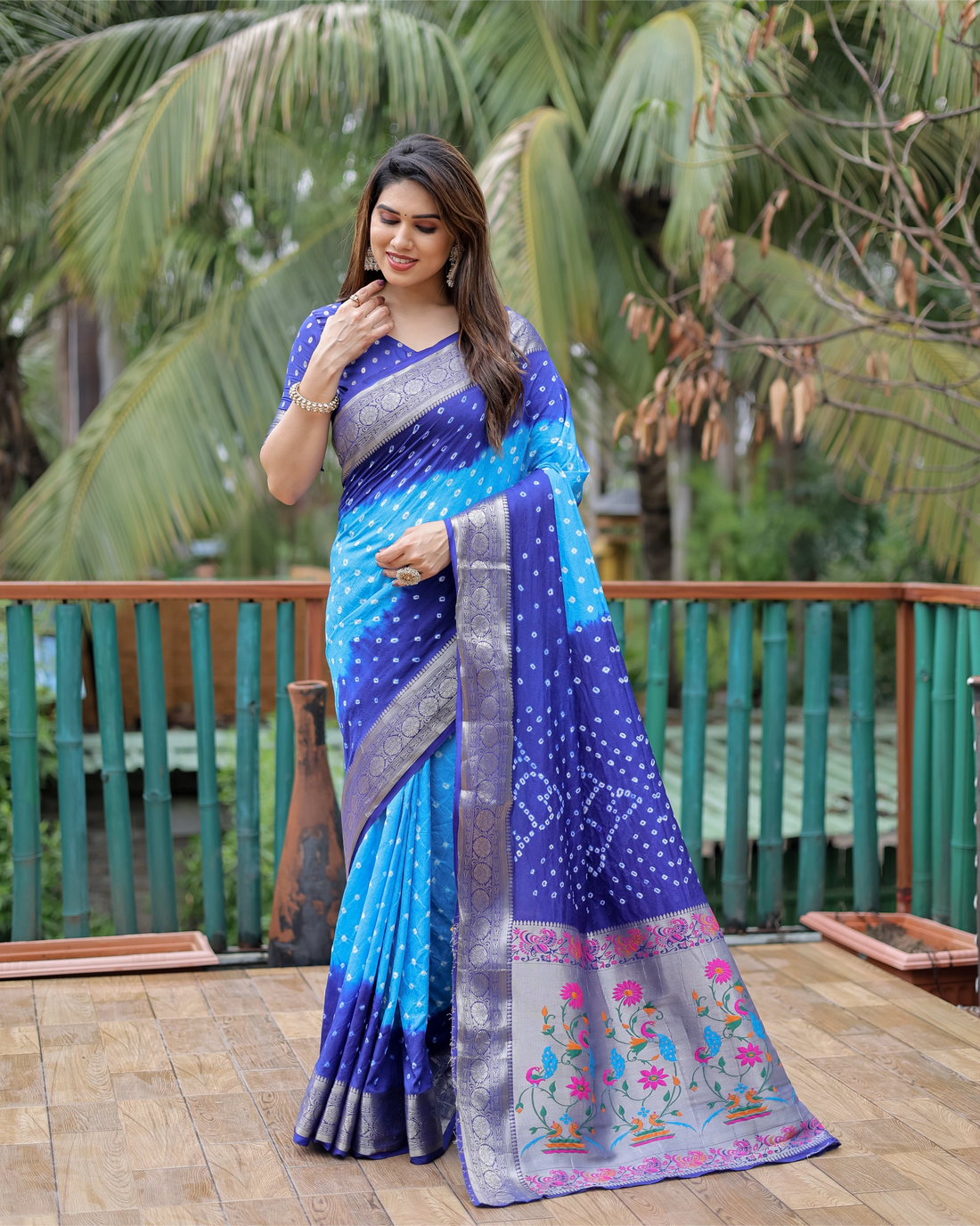 Resham Bandhani Blue and Navy