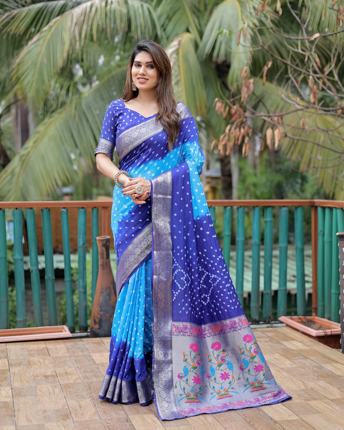 Resham Bandhani Blue and Navy