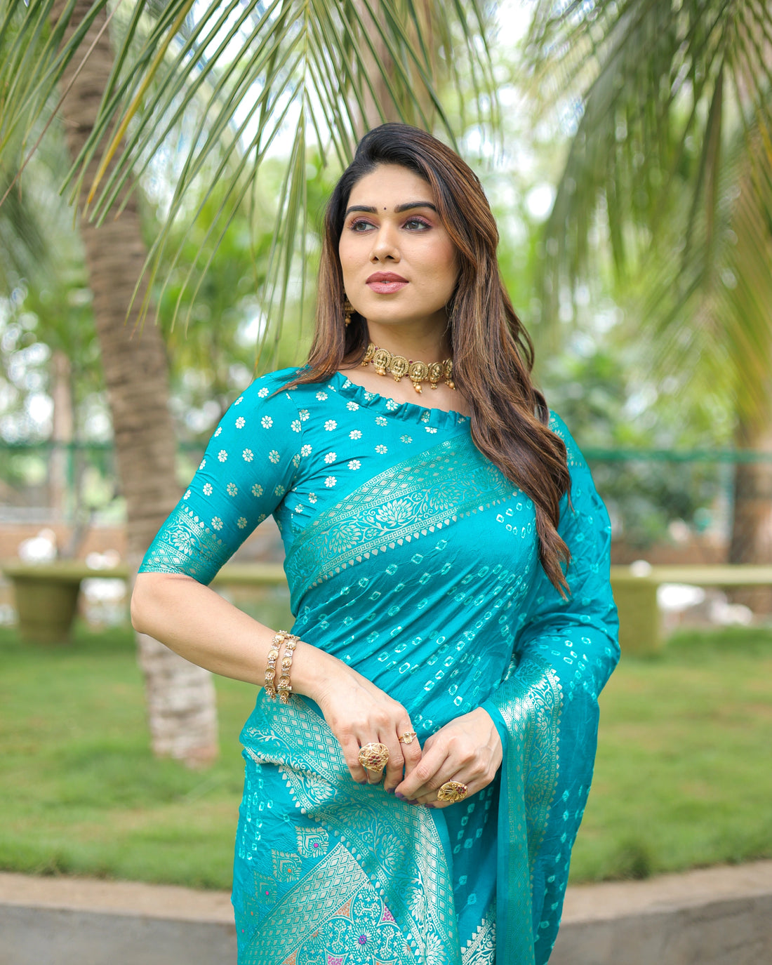 Saanjh Resham Aqua blue