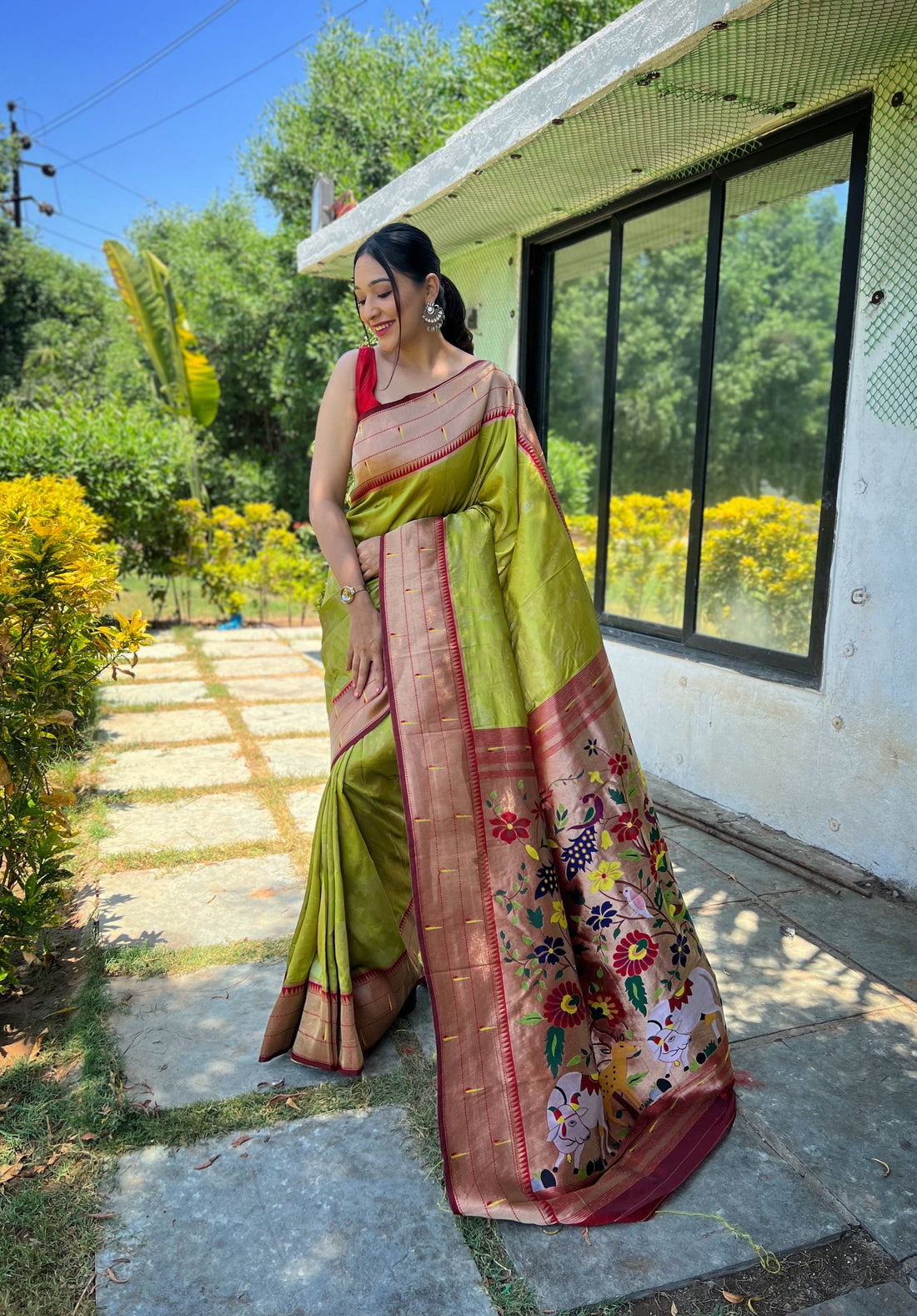 TheDailyLooms Paithani Poems - Pistachio Prelude