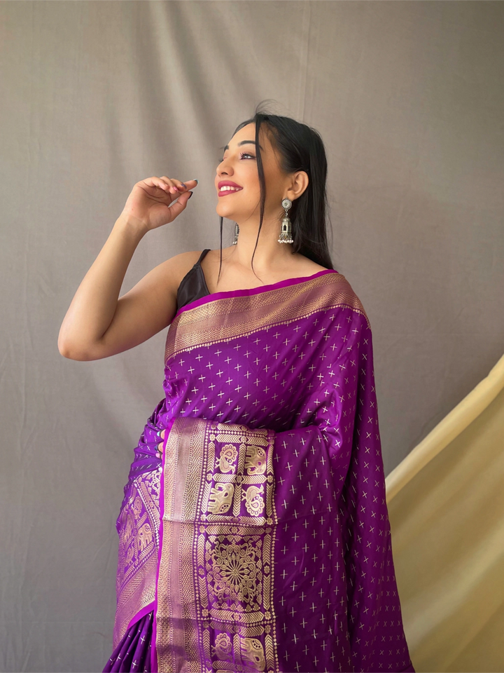 TheDailyLooms Pehchaan-e-Zari -Baagh-e-Purple