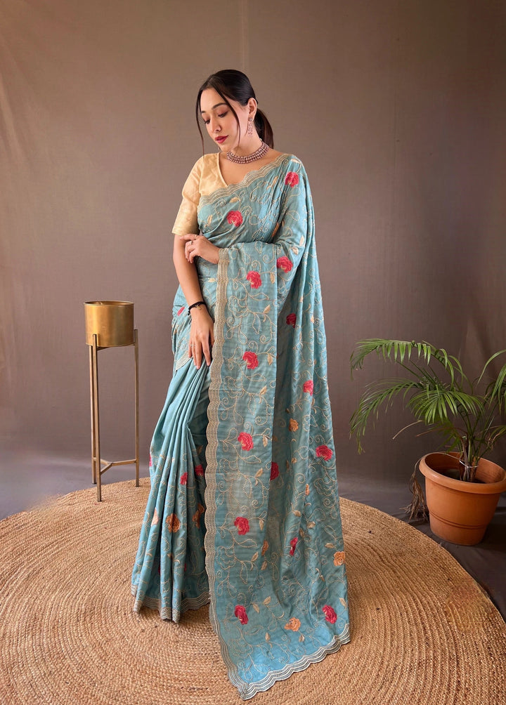 TheDailyLooms Phoolon Ki Saajishh - Sky Blue