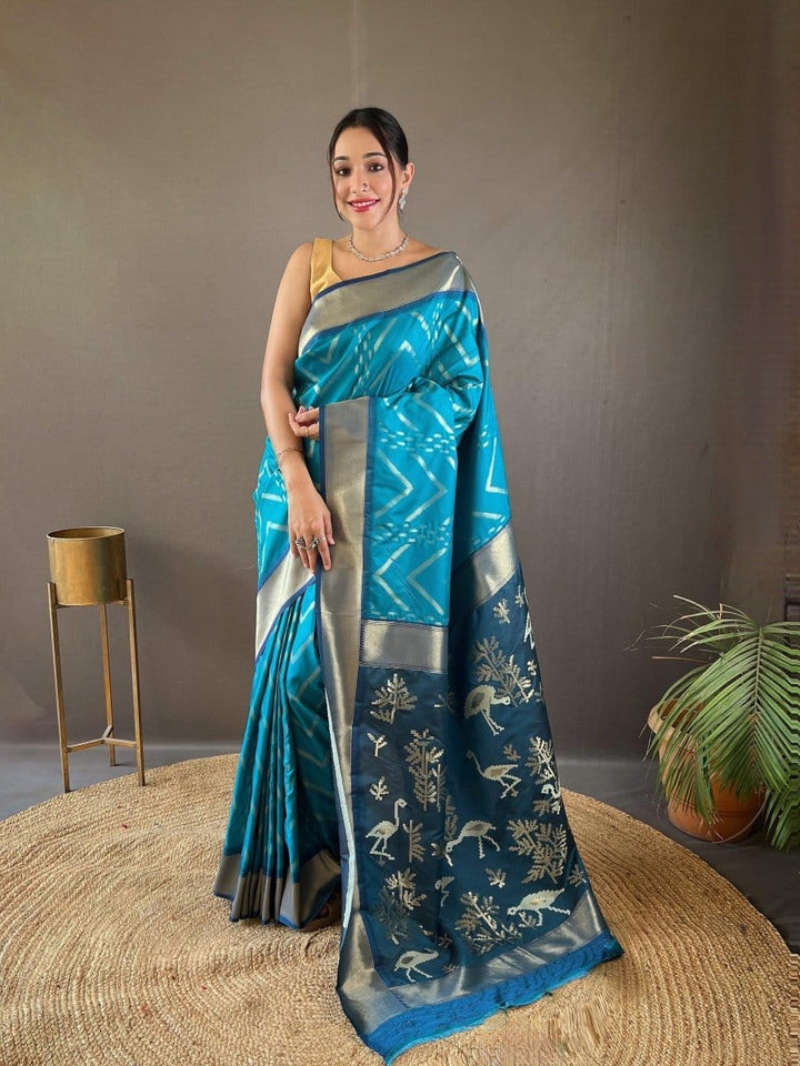 TheDailyLooms Soft Silk Rhythm of Zari - Blue