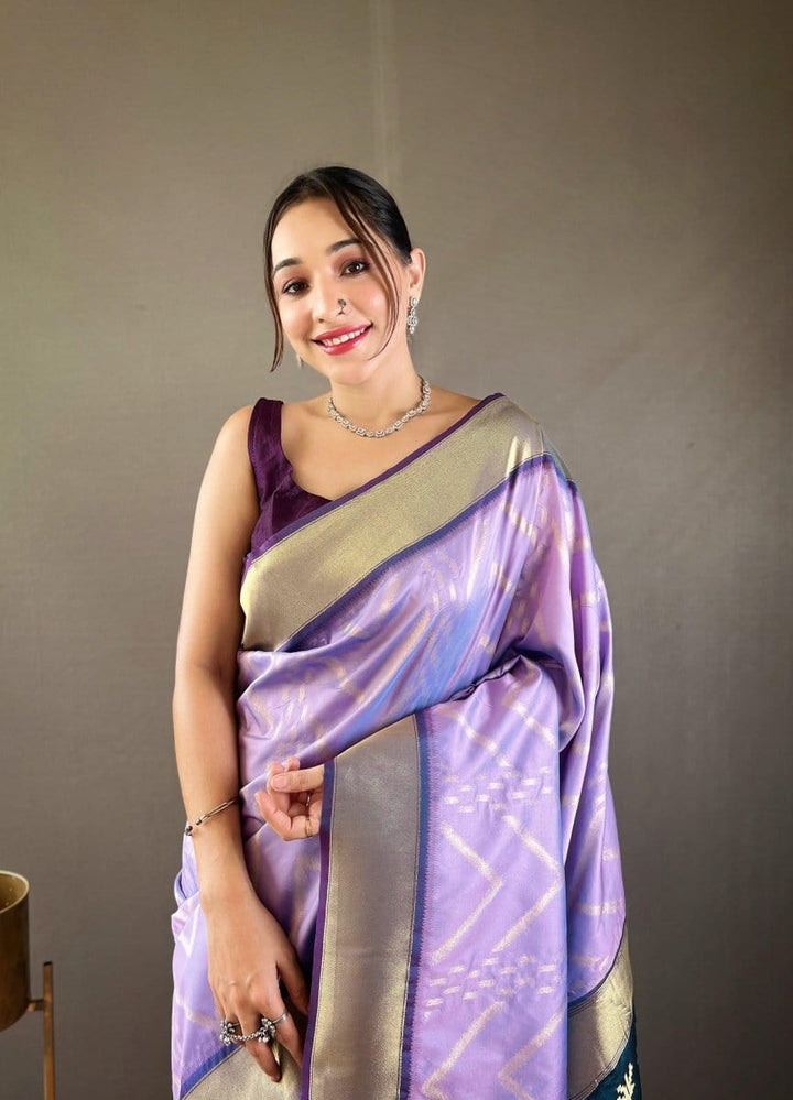 TheDailyLooms Soft Silk Rhythm of Zari - Lavender